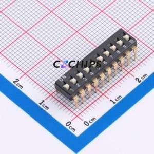 DP-10PT DIP Switch Through hole Component (THT),P=2.54mm Switch Flat Toggle, Raised Type Single Pole Single Throw 10 2.54mm - Product Image 1