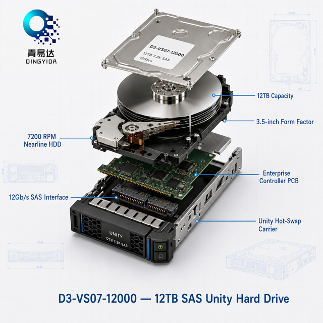 D3-VS07-12000 Enterprise Hard Drive 12TB SAS 12Gbps 7.2K 3.5 Inch High Storage OEM Supply Tested