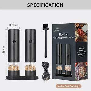 Conjunto de Moedores Elétricos de Sal e Pimenta - Moedores Automáticos Recarregáveis de Sal e Pimenta para Cozinha com Carregamento Externo - Product Image 2