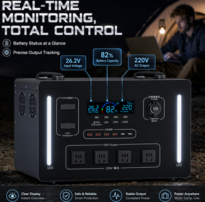 Station d'alimentation 2000W 5000Wh, meilleures batteries au lithium, 220V AC USB XT90 LED, alimentation de secours portable pour la maison et le camping - Product Image 4