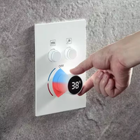 Vanne de douche en laiton poli à deux fonctions pluie LED affichage numérique mitigeur salle de bain douche mitigeur blanc