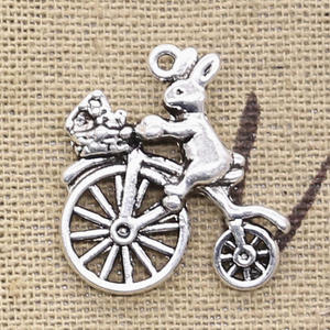 Breloques lapin à vélo 23x22mm Antique couleur argent pendentifs faisant bricolage à la main tibétain trouver des bijoux - Product Image 4