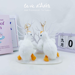 Nhà Máy Bán Buôn 4Inch Phim Hoạt Hình Ngỗng Trắng Zoo Bền Thú Nhồi Bông Động Vật Sang Trọng <span class=keywords><strong>Keychain</strong></span> Plushie Mặt Dây Chuyền Mềm Cho Trẻ Em Quà Tặng - Product Image 1