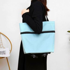 Household Portable Grocery <b>Trolley</b> Shopping Cart Bag Foldable <b>Wheeled</b> Superet Shopping Bag - Product Image 6