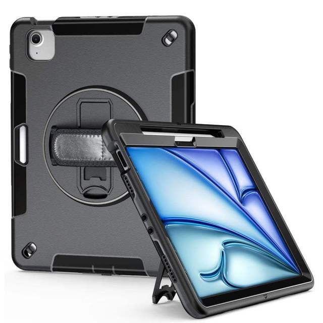 AilesTecca 360 Rotating Shockproof Heavy Duty Rugged Protective Tablet ipad Case for Ipad Air 6 Tablet Covers and Cases