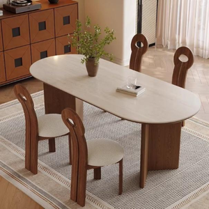 Juego de Mesa de Comedor Ovalada Pequeña de Mármol y Madera <span class=keywords><strong>Blanca</strong></span> de Foshan con 6 Sillas de Comedor Estilo Sirena para Muebles de Comedor, Hogar y Apartamento - Product Image 3