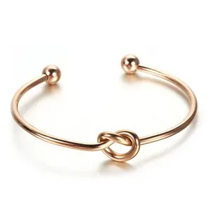 Vogue jewelry personalized rose gold stainless steel ball end bangle men women couple jewelry knot cuff bracelet