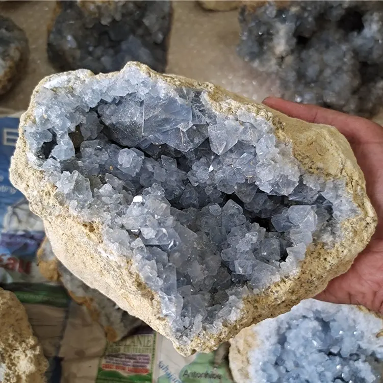 Wholesale healing natural Rough Raw Blue Celestite Geodes Stone Crystal Healing Mineral Quartz Crystal Clusters