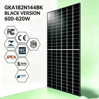 Panneau solaire monocristallin N-Type à demi-cellules 620W haute efficacité, cadre noir, pour usage résidentiel, commercial et industriel