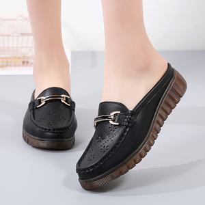 Chaussures plates décontractées pour femmes, à semelle souple, faciles à enfiler, légères, <span class=keywords><strong>tendance</strong></span>, pantoufles d'extérieur avec dessus en cuir microfibre, toutes saisons - Product Image 5