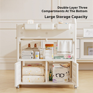 Table à langer robuste avec roulettes, hauteur réglable, station <span class=keywords><strong>de</strong></span> soins pour nouveau-nés, <span class=keywords><strong>organisateur</strong></span> <span class=keywords><strong>de</strong></span> couches - Product Image 5