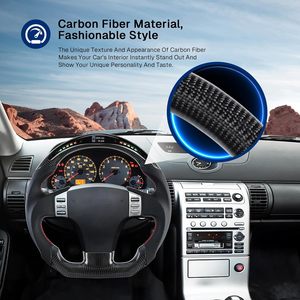 Volant en fibre <span class=keywords><strong>de</strong></span> carbone véritable en forme <span class=keywords><strong>de</strong></span> D avec indicateur <span class=keywords><strong>de</strong></span> changement <span class=keywords><strong>de</strong></span> vitesse LED, volant à fond plat pour INFINITI G35 2003-2007 - Product Image 3