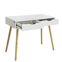 Table d'étude pour étudiants avec deux tiroirs, gestion des câbles de sécurité, glissières latérales, plateau en MDF blanc, 17 kg, pour studio à domicile