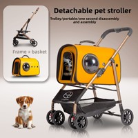 Poussette pour animaux de compagnie avec porte-chien amovible, design léger et pliable pour petits animaux et chats