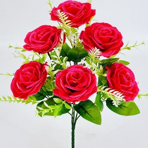 Fiori Artificiali in Seta, 6 Teste di Rosa 'Happiness' - Decorazione per Soggiorno, Tavolo da Pranzo, Giardino e Foresta, Vendita all'Ingrosso dalla Cina - Product Image 4