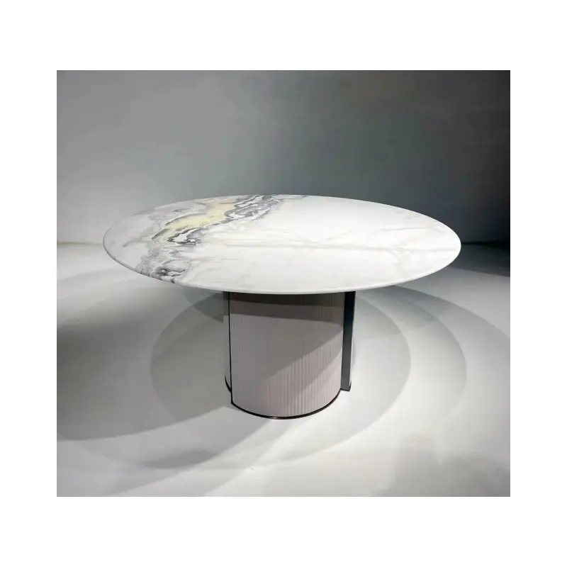 Yeni özelleştirilmiş taş mobilya Picasso beyaz yuvarlak mermer yemek masası