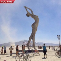 Sculpture de ballerine grandeur nature YOUFINE en acier inoxydable poli miroir, statue métallique de femme dansante pour art de plage et place publique
