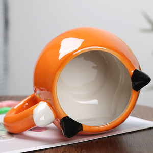 Custom Logo Cartoon Design Cute <strong>fox</strong> Shapes Ceramic Mug Household Animal Personal Ceramic <strong>Cup</strong> - Product Image 2