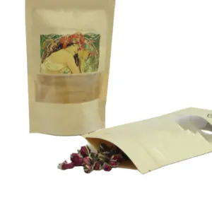 CR食品貯蔵包装袋カスタムロゴ印刷子供に強いクラフト紙バッグマイラーヒートシールポーチ