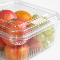Boîte à fruits en PET en gros, 500g, transparente, pour supermarché, emballage de fruits frais avec couvercle, jetable, qualité alimentaire, sûre