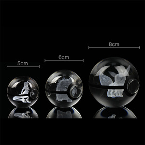 Boîte cadeau Pokémon Ball lumineuse de 50 mm, <span class=keywords><strong>cristal</strong></span> K9, Pokeball gravée en 3D, base LED, lampe de nuit, cadeaux de Noël et d'anniversaire pour enfants - Product Image 3