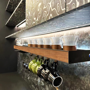 Almacenamiento Vino Exhibición Pared Metal Acero <span class=keywords><strong>Estante</strong></span> de libros flotante Cocina Esquina Niveles Estantes de almacenamiento de zapatos de <span class=keywords><strong>madera</strong></span> <span class=keywords><strong>para</strong></span> sala de estar - Product Image 6