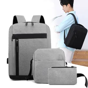 定制防水USB大学书包包书包套装莫奇拉旅行休闲3pcs背包男女通用书包套装