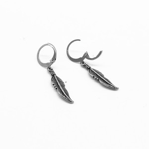 yunnique Stainless Steel <b>Feather</b> Drop Earrings Tibetan Silver Party Jewelry Unisex Fashion Earrings - Product Image 3