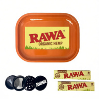 Plateau à rouler en métal personnalisé, accessoires pour fumeurs avec moulin à herbe Rawa, papier à rouler, cendrier, kit de cigarettes, ensemble de paquets de cigarettes, Organic SlowBurn