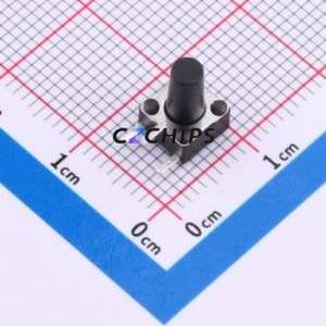 TS-1095C-A12B3-D2 Tactile Switch Bent Lead Through Hole-3P,6x6mm Single Pole Single Throw Round Button 2.5N Right Angle Insert - Product Image 1