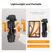 Mini trépied de bureau K&F Concept 25 pouces pour appareil photo vidéo, trépied portable en aluminium pour appareils photo reflex numériques, téléphone avec télécommande, charge maximale 8,8 lb
