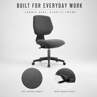 Chaise de bureau en tissu sans accoudoirs, ergonomique, pivotante, réglable en hauteur, sur roulettes, pour bureau d'étude
