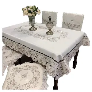 Custom Size Embroidered Table Cloth Handmade Jacquard Weave Chair Set For Party Banquet Home