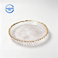 Assiette irrégulière créative de style chinois moderne, écologique, à bord doré, réutilisable, pour fruits, desserts, dîner, mariage, usage domestique