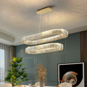 Lámpara de Araña de Cristal, Forma Ovalada, Acabado Dorado, E26 LED, Luz Blanca Cálida 3500K, Control de Interruptor, Regulable, Altura Ajustable, Garantía de 5 Años - Product Image 4