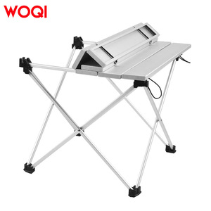 Mesa plegable ligera de aluminio Woqi de 39x35x32 cm con base cruzada, portátil para exteriores, para pícnic, camping, viajes y pesca. - Product Image 2