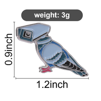 Nouvelle Broche Émaillée en forme de Pigeon Portant un Chapeau, Bleu Pastel, Motif Géométrique d'Oiseau avec Croissant, pour Décoration de Sac à Dos