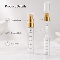 Flacon pulvérisateur d'échantillon de parfum en verre 2ml 3ml 5ml 10ml, mini atomiseur de parfum gradué, flacon testeur