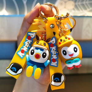 Liontin gantungan kunci Pikachu, boneka PVC kartun, Aksesori liontin gantungan kunci otomatis - Product Image 3