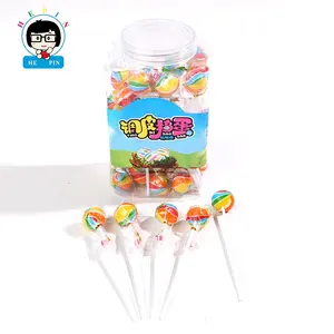 Atacado Rainbow Colorido Bolas Forma Doce Fruta Sabor Hard Lollipop Candy For Kids