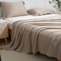 Ensemble de draps en fibre de bambou sur mesure pour hôtel, style campagnard européen, literie trois pièces, draps blancs brodés, taille King/Queen, pour la maison