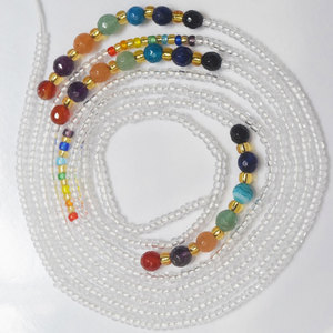 Femmes été africain coton chaîne cravate sur africain grande taille avec 7 chakras pierre cristal taille perles ventre chaîne corps bijoux - Product Image 3