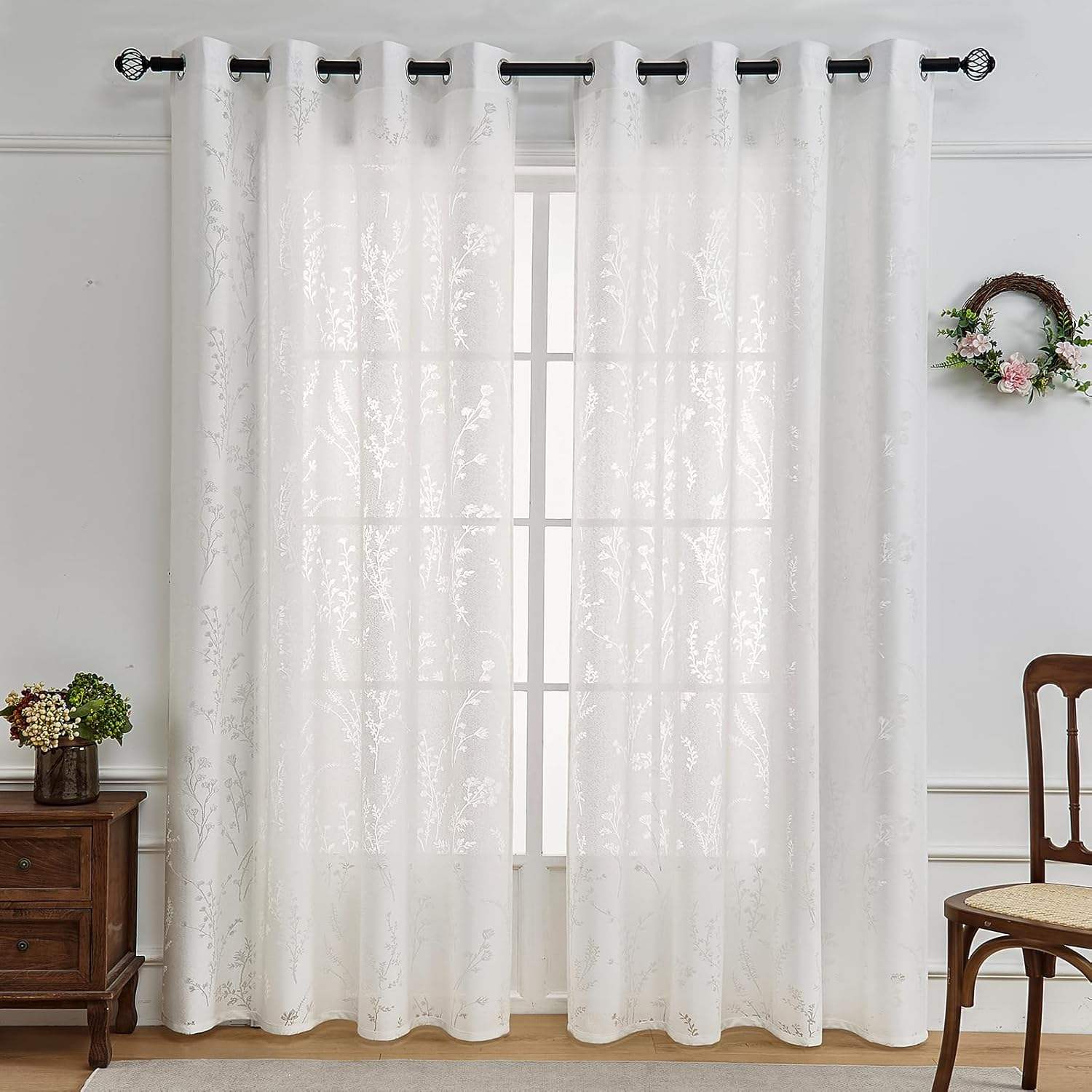 white aheer chrtains 102 inch long