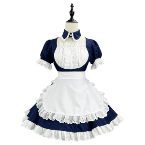 Akihabara Japanese Style Cute Maid Outfit Navy Blue Polyester Cosplay Costume For Halloween Performance - Product Image 5