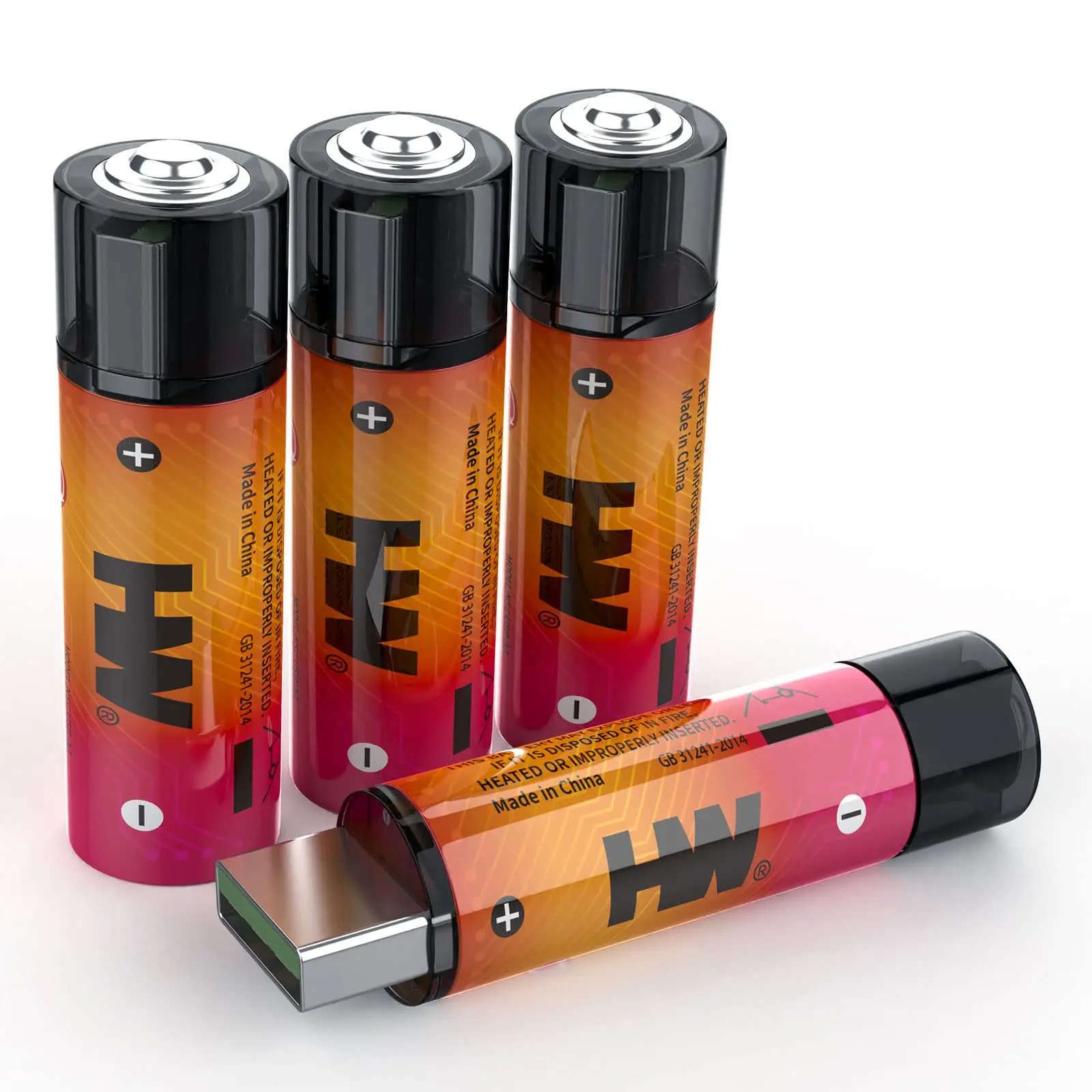 Hw Tijger Kop Usb Batterij Oplaadbare Lithium Aa Batterijen Oplaadbare Li-Ion Batterij