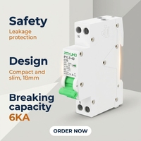 Disjoncteur différentiel RCBO 1P+N 6KA 30mA 18mm PNYUHO PYL3 Courbe B/C Protection contre les surintensités et les fuites à la terre