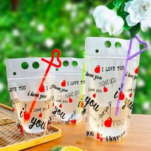 Biodegradable Beverage Bags Plastic Frozen Juice Drink Pouches with Straw - Product Image 4