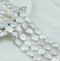 Perles de culture d'eau douce naturelles, forme bouton, haute brillance, blanches, en forme de pièce de monnaie, perles en vrac pour la fabrication de bijoux, boucles d'oreilles clous DIY, vente en gros