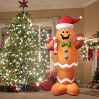 Bonhomme en pain d'épices grandeur nature avec éclairage LED, décorations gonflables de Noël pour l'extérieur, décorations gonflables de Noël
