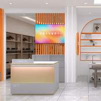 Table de présentation cosmétique LED écologique 02-DYaS032 avec armoire de rangement pour les magasins de soins de la peau et de maquillage, design d'intérieur